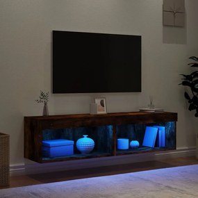 Mobili porta tv con luci led 2 pz rovere fumo 60x30x30 cm