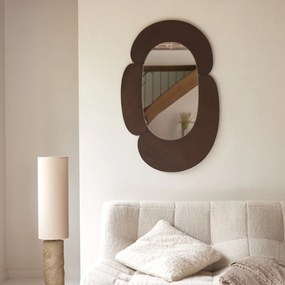 Tikamoon - Specchio ovale in legno mindi scuro 75x115 Eda