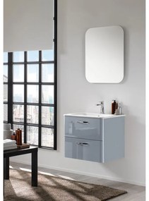 Mobile sottolavabo e lavabo Best laccato lucido grigio chiaro L 61 cm 2 cassetti