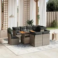 Set Divano da Giardino 9 pz con Cuscini Grigio in Polyrattan 3270934