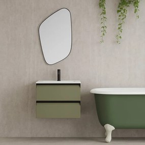 Mobile da bagno sotto lavabo Fusion verde salvia laccato opaco L 59.5 x H 40 x P 45.5 cm 2 cassetti, lavabo non incluso