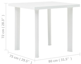 Tavolo da giardino bianco 78x75x72 cm in plastica