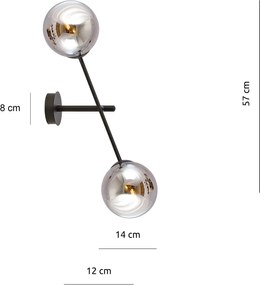 Applique da Parete in Acciaio e Vetro LINEAR K2 Nero 2xE14