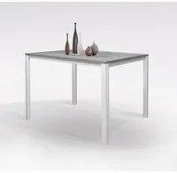 Tavolo per sala da pranzo estensibile, Tavolo da cucina con allunga, Made in Italy, cm 110x70h76, colore Cemento e Bianco