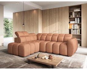 Divano angolare color salmone allungabile/con contenitore (con penisola a sinistra/a L) e rivestimento in bouclé Falconn – ELTAP
