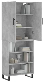 Credenza grigio cemento 69,5x34x180 cm in legno multistrato