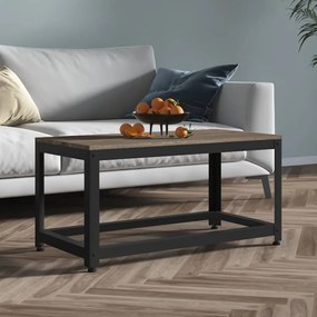 Tavolino Da Salotto Grigio E Nero 90x45x45 Cm İn Mdf E Ferro /