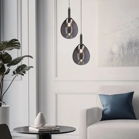 Lampadario LED grigio con paralume in vetro Lukka – Candellux Lighting