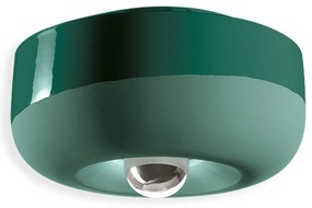 Plafoniera Vintage Decò Bellota Ceramica Verde Bottiglia 1 Luce E27