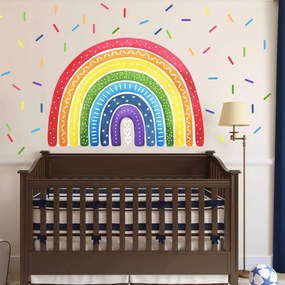 Adesivo murale arcobaleno con coriandoli colorati - per bambini e bambine | Inspio
