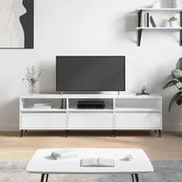 Mobile Porta TV Bianco Lucido 150x30x44,5 cm Legno Multistrato 831294