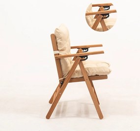 Sedia da giardino in legno color crema-naturale - Floriane Garden