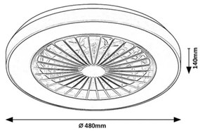 Rabalux 71336-LED Plafoniera dimmerabile con ventilatore DALFON 40W/230V 3000/4000/6000K+RC