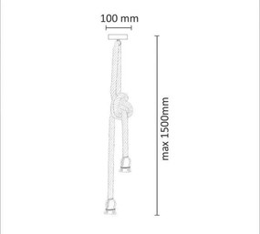 Lampadario a sospensione con filo ROPE 2xE27/12W/230V