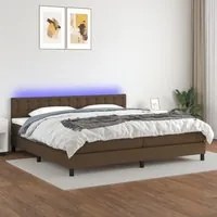 Letto a Molle Materasso e LED MarroneScuro 200x200cm in Tessuto cod mxl 56428