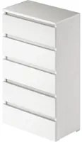 Cassettiera Bianco Frassinato in legno nobilitato con 5 cassetti h127x47x40 cm