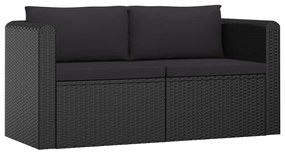 Set Divani da Giardino 7 pz con Cuscini in Polyrattan Nero