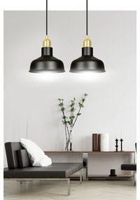 Lampadario Industrial 2 Luci Kubera In Acciaio Nero Con Elementi In Oro