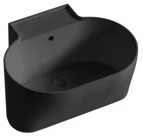 Lavabo da appoggio Tino COLAVENE ovale in ceramica L 60 x H 35 x P 50 cm nero opaco piletta non inclusa