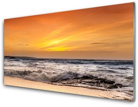 Quadro acrilico Mare, sole, onde, paesaggio 100x50 cm