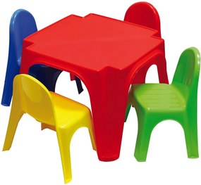 Set Tavolo con 4 Sedie per Bambini in Plastica Multicolore...