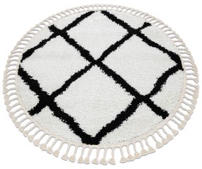 Tappeto BERBER CROSS cerchio bianca Frange berbero marocchino shaggy