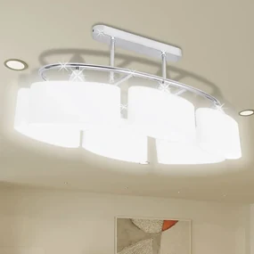 Lampada Da Soffitto Paralume Ellissoidale Vetro 6 Lampadine E14 /