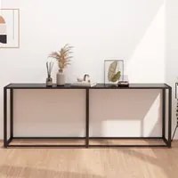 Tavolo Consolle Nero 200x35x75,5 cm in Vetro Temperato 331687