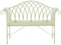 Panca da giardino per esterni Pistacchio in metallo verde chiaro 130 cm 2 posti con braccioli svasati in stile vintage