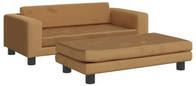 Lettino per cani con estensione marrone 100x50x30 cm in velluto