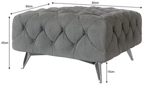 Poggiapiedi grigio con rivestimento in velluto Chelsea – Ropez