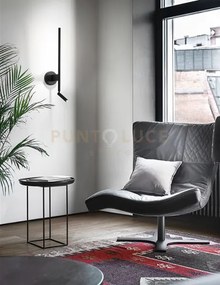 Applique in metallo verniciato nero ramon biemissione led 6w + 3w f...