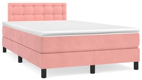 Letto a molle con materasso e led rosa 120x190 cm in velluto