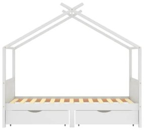 Giroletto Bambini Bianco con Cassetti Massello di Pino 90x200cm