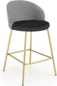 Sgabello da bar imbottito H-113 in bianco/nero