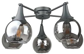 Lampadario a plafone STAR 5xE27/60W/230V nero/fumé nero