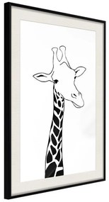 Poster  Black and White Giraffe  Cornice Quadri Cornice nera con pass-partout, Larghezza x Altezza Home decor 20x30