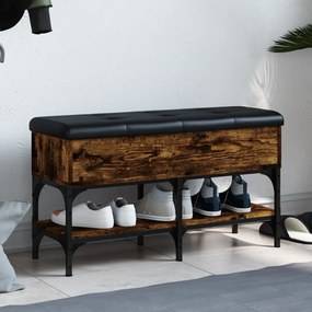 Panca Porta Scarpe Rovere Fumo 82x32x45 Cm İn Legno Multistrato /