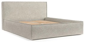 Letto matrimoniale imbottito beige con spazio contenitivo e rete 160x200 cm Lounge L - Maison de Rêve