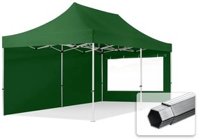 TOOLPORT 3x6m gazebo pieghevole PES con laterali (finestre panoramiche), PROFESSIONAL alluminio, verde scuro - (600234)