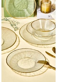 Servizio da tavola 24 pezzi in vetro trasparente con dettagli dorati
