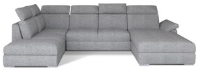 Divano angolare grigio chiaro allungabile (con penisola a sinistra/a U) Evanell – ELTAP