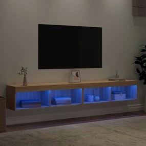 Mobili TV con Luci LED 2pz Rovere Sonoma 100x30x30 cm