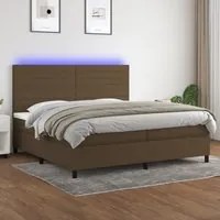 Letto a Molle Materasso e LED Marronescuro 200x200cm in Tessuto 3134984