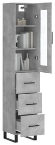 Credenza Grigio Cemento 34,5x34x180 cm in Legno Multistrato