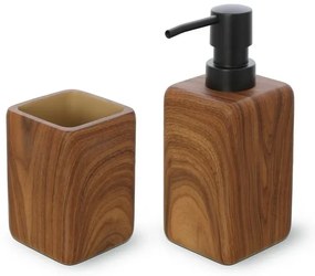 Set accessori bagno 2 pezzi in poliresina effetto legno Radici
