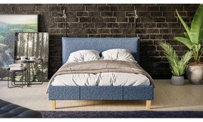 Letto matrimoniale imbottito blu con griglia 140x200 cm Tina - Ropez