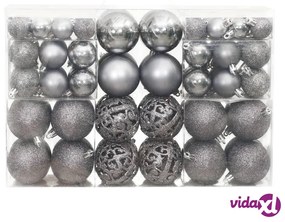 vidaXL Palline di Natale 100 pz Grigie 3 / 4 / 6 cm