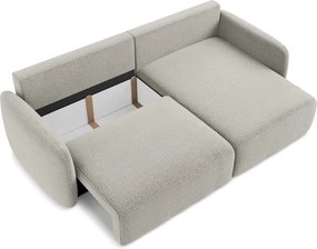 Divano angolare grigio chiaro allungabile/con contenitore (con penisola a destra) Kalena – Makamii