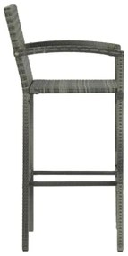 Set Bar da Giardino 3 pz con Braccioli in Polyrattan Grigio